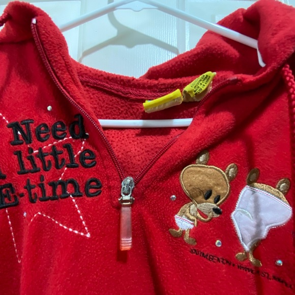 red fuzzy zip up - Picture 7 of 8